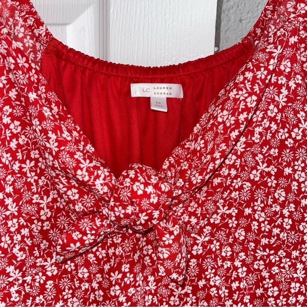 LC Lauren Conrad women’s size M red & white floral dress - Picture 5 of 10